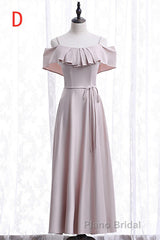 Off the shoulder Light Pink Bridesmaid Dresses