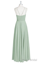 Sage Green Chiffon Halter A-Line Long Bridesmaid Dresses