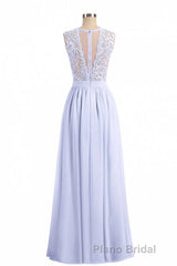 Lavender Lace Crew Neck A-Line Bridesmaid Dresses