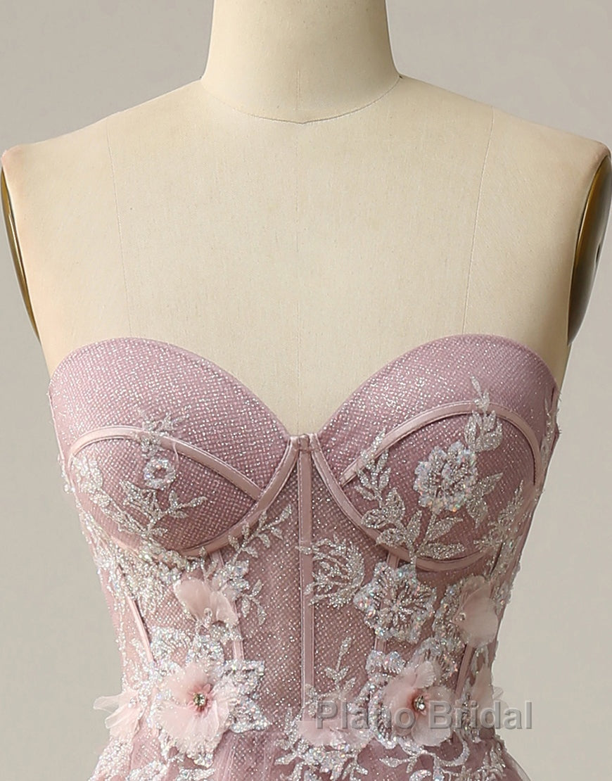 A-Line Sweetheart Neckline Long Formal Prom Dresses With Appliques