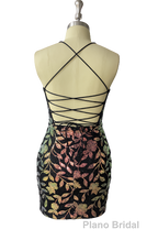 Cute Bodycon V Neck Blue Lace Homecoming Dresses