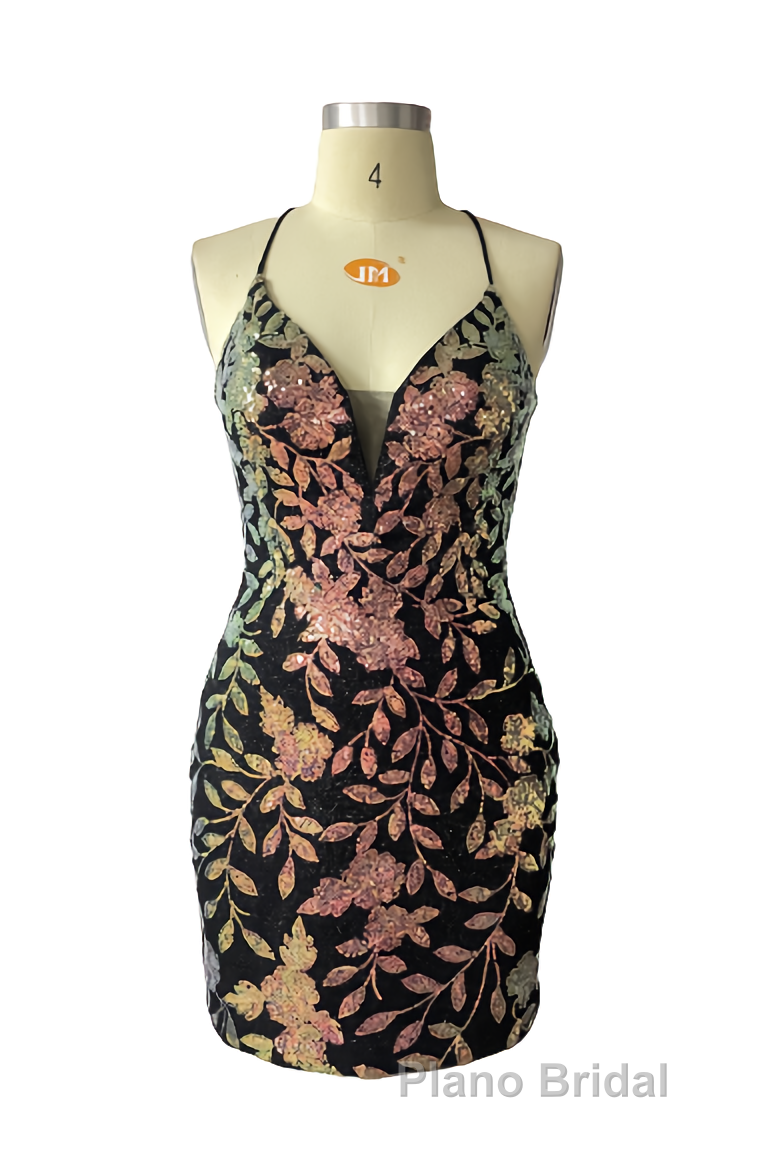 Cute Bodycon V Neck Blue Lace Homecoming Dresses