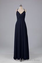 Backless Spaghetti Straps Lace Bridesmaid Dresses