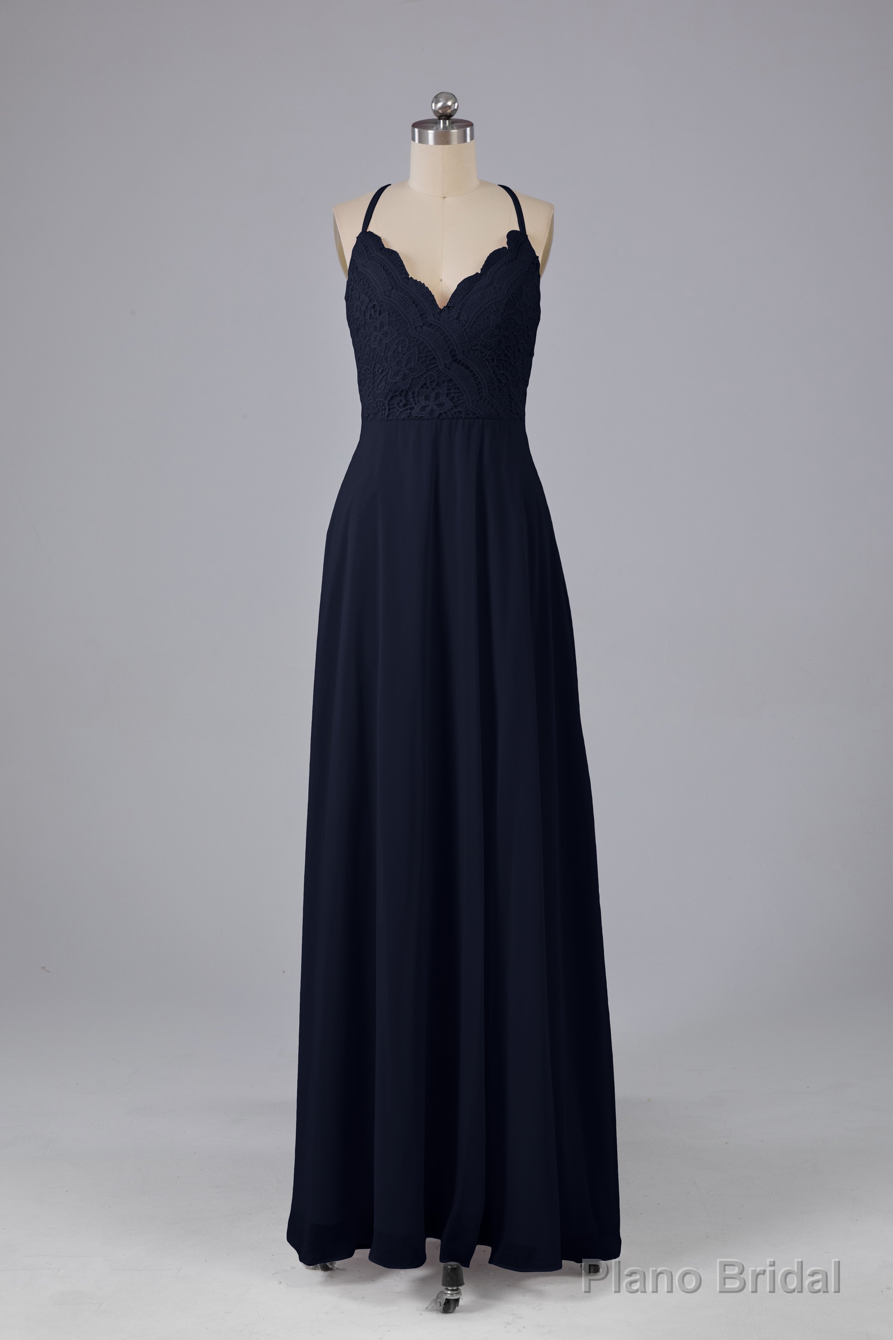 Backless Spaghetti Straps Lace Bridesmaid Dresses