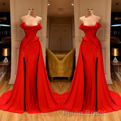 Sexy Red Off-the-Shoulder Long Formal Prom Dresses With Split Online