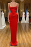 Spaghetti starp Front-ruffle Orange Sheath Formal Prom Dresses