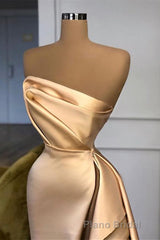Designer Long Champagne Formal Prom Dresses Side Split Evening Party Gowns