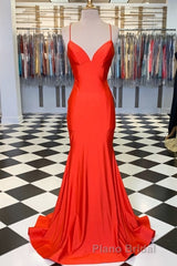 Simply Mermaid Black Straps Long Prom Dresses