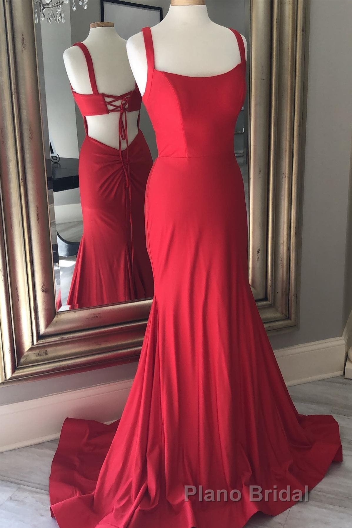 Simply Mermaid Red Long Prom Dresses Secondary image
