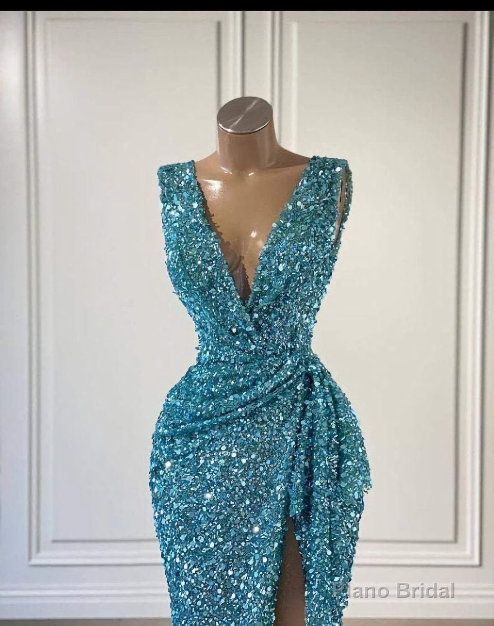 Sexy High Slitted Dress, African Sequence Fabric African Fashion African Clothing Women Clothing Secondary image