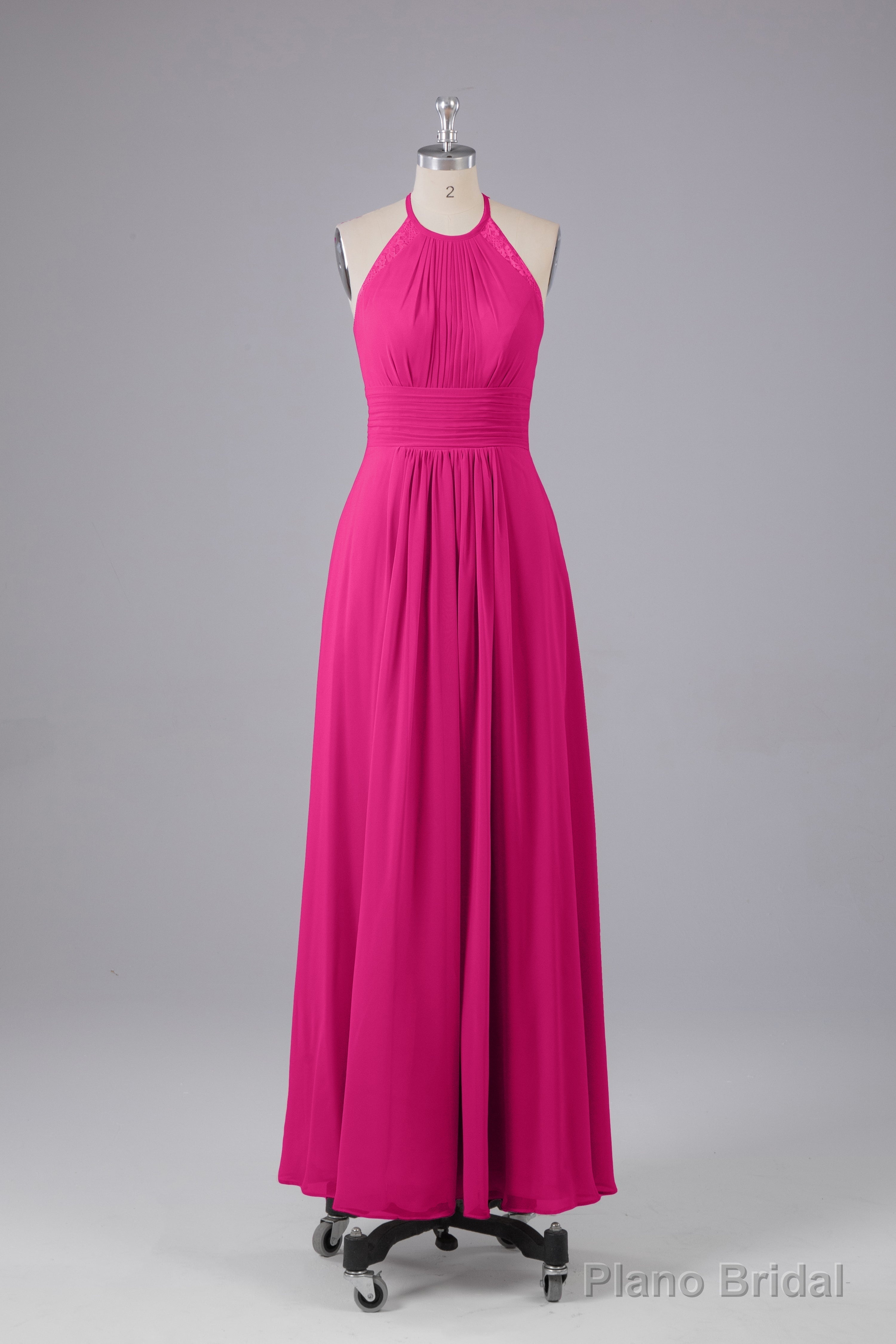 Elegant Chiffon Halter Floor Length Bridesmaid Dresses