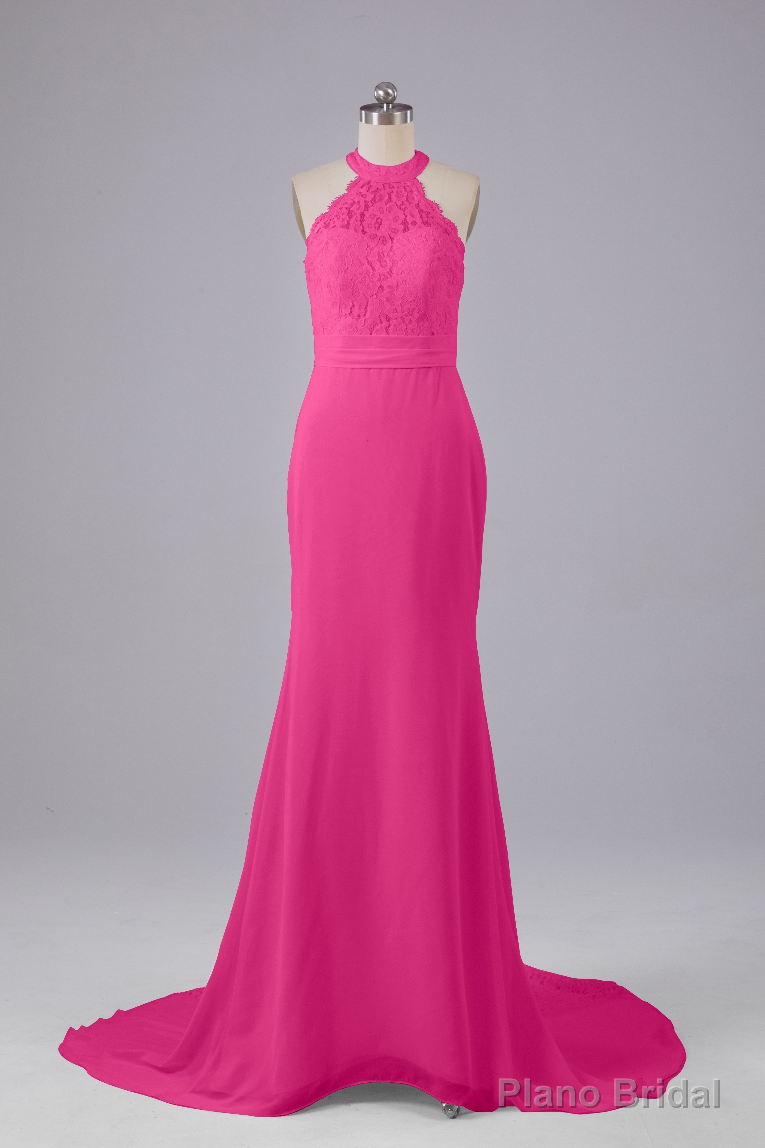 Elegant Halter Court Train Bridesmaid Dresses Main image