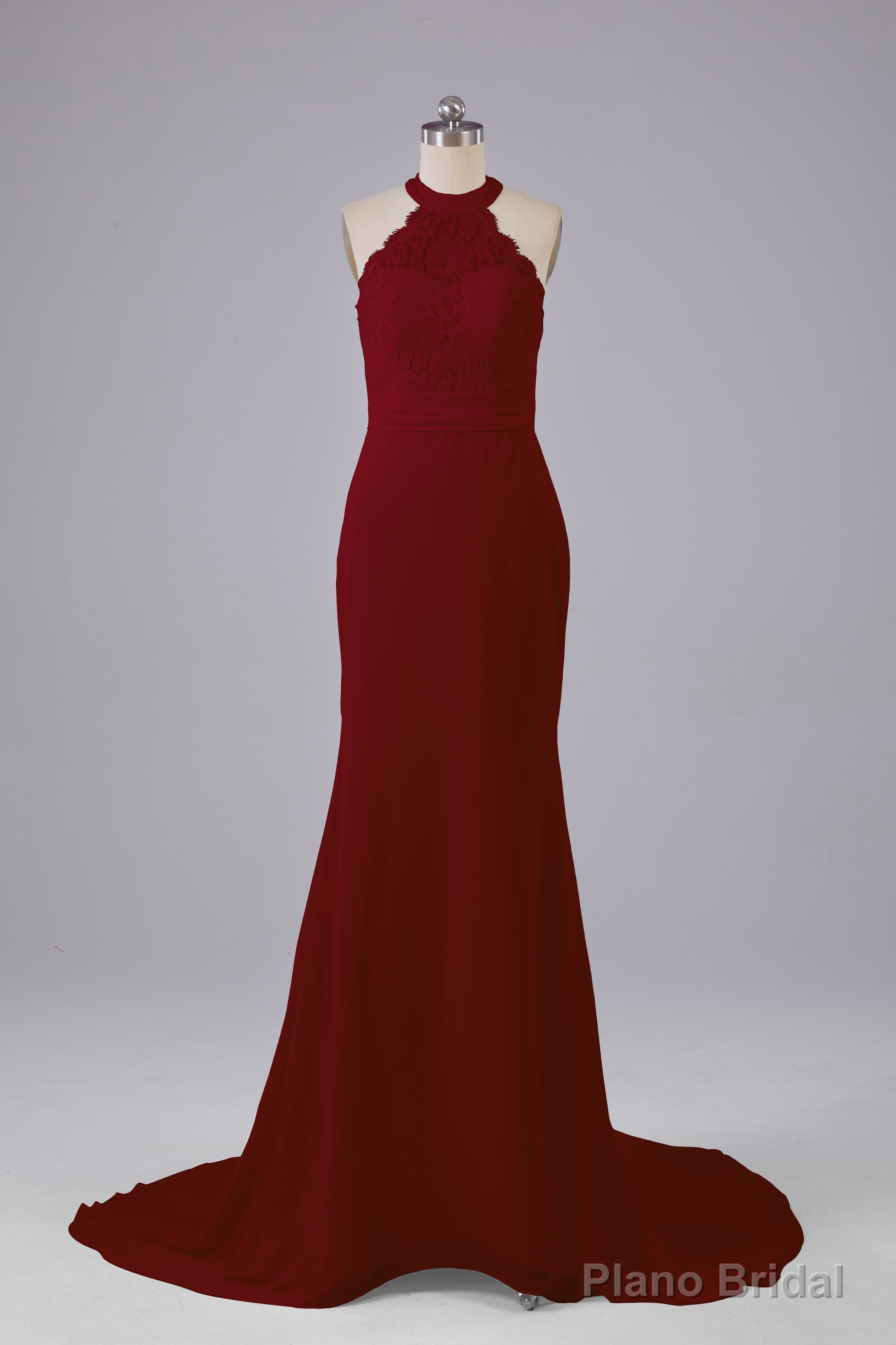 Elegant Halter Court Train Bridesmaid Dresses