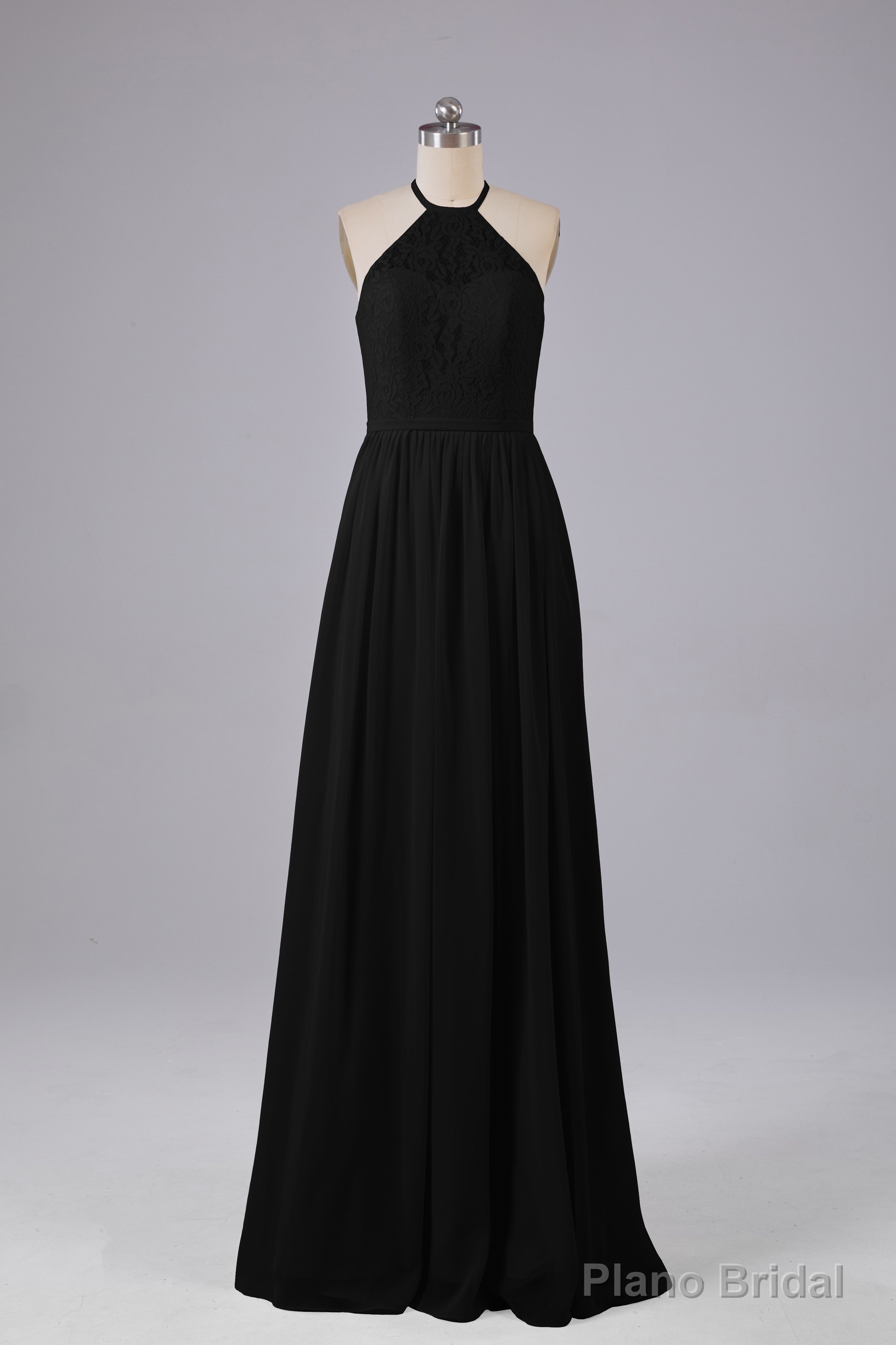 Elegant Keyhole Halter Lace Long Bridesmaid Dresses Secondary image