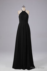 Elegant Keyhole Halter Lace Long Bridesmaid Dresses