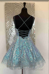 Cute Hot Pink Sequins A-Line Homecoming Dresses Hoco Night Dresses