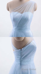 One Shoulder Sweetheart Ice Blue Bridesmaid Dresses