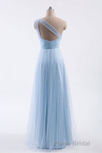 One Shoulder Sweetheart Ice Blue Bridesmaid Dresses