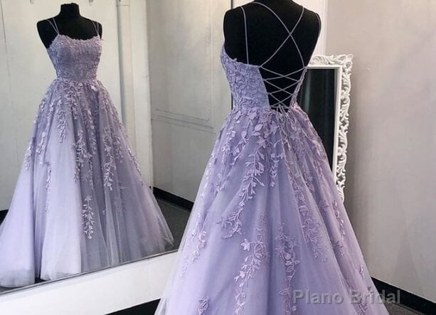 Lilac Lace Applique Back Open with Train Bridal Party Dresses Secondary image