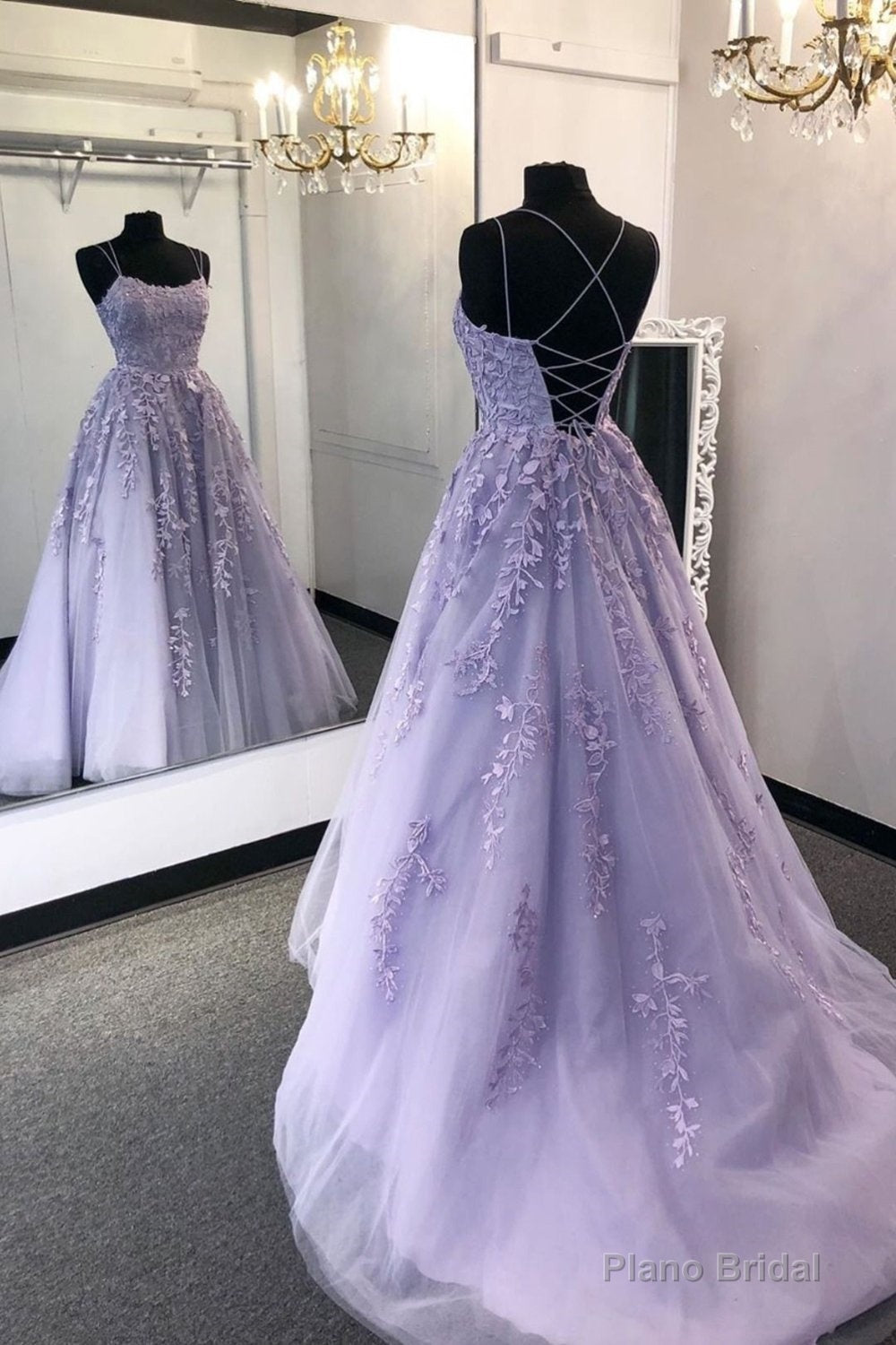 Gorgeous Backless Purple Lace Long 2025 Open Back Purple Purple Lace Purple Prom Dresses Main image