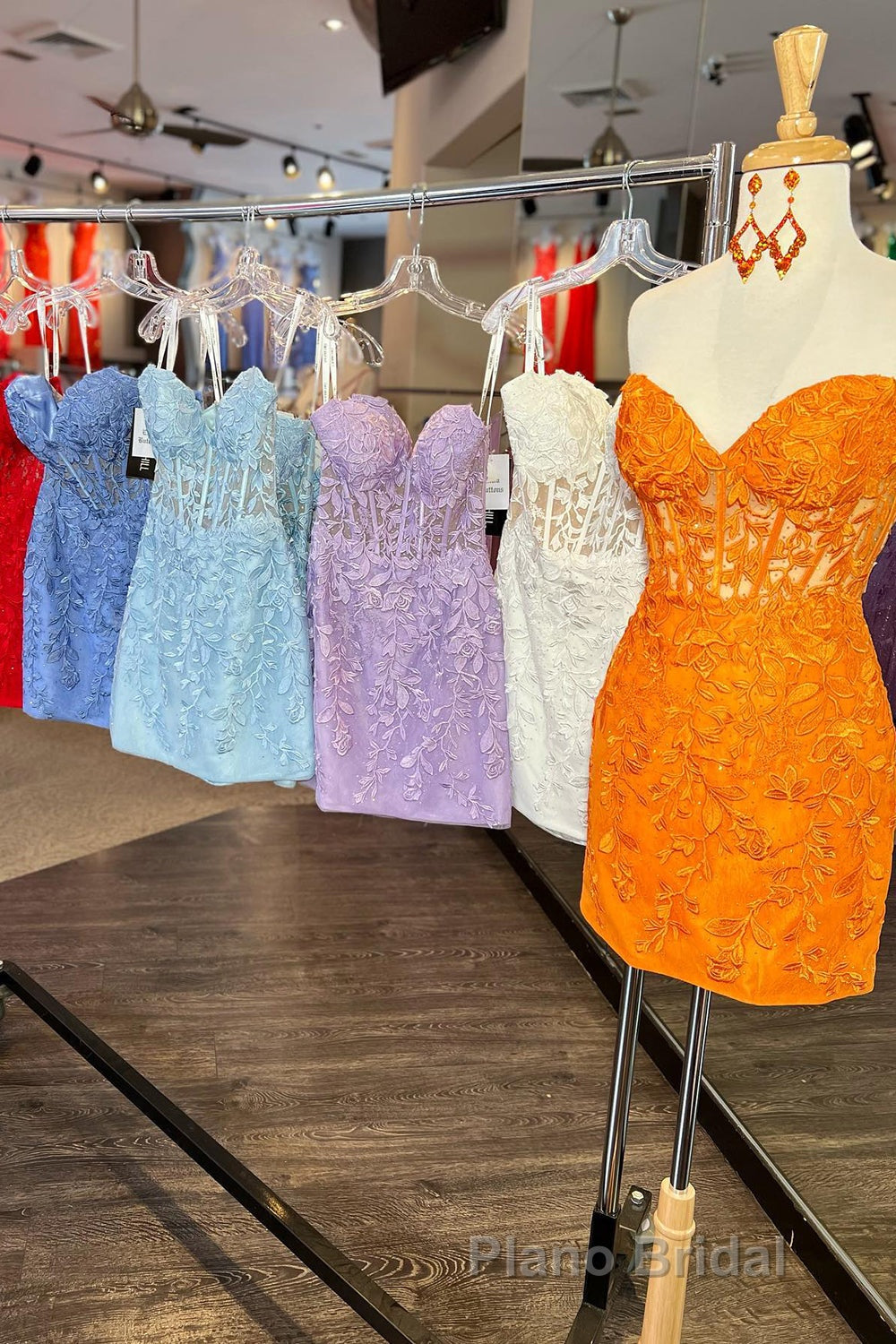 Purple Lace Tight Short Hoco Dresses