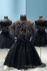 Light Blue A-Line Strapless Homecoming Dresses with Feathers