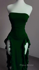 Strapless Midi Length Ruffle Formal Prom Dress Sexy Evening Dress