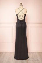 Black Prom Dresses, Corset Cowl Neck Maxi Dress, Black Bridesmaid Dress