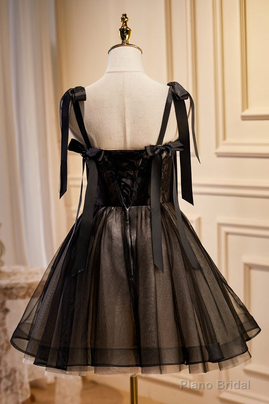 Cute Black Sleeveless A Line Tulle Short Homecoming Dresses Secondary image