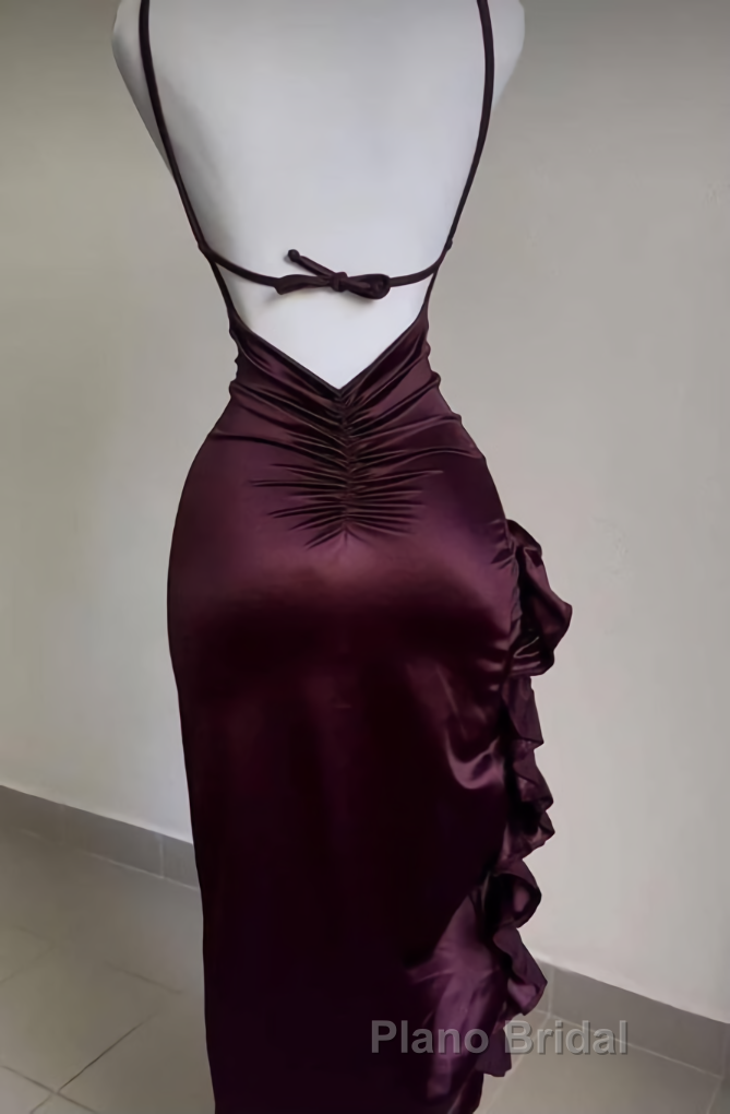 Sexy Slit Ruffles Formal Prom Dress