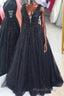 Black Sparkly V-neck For Mal Formal Prom Dresses Pretty Princess Dresses For Teens