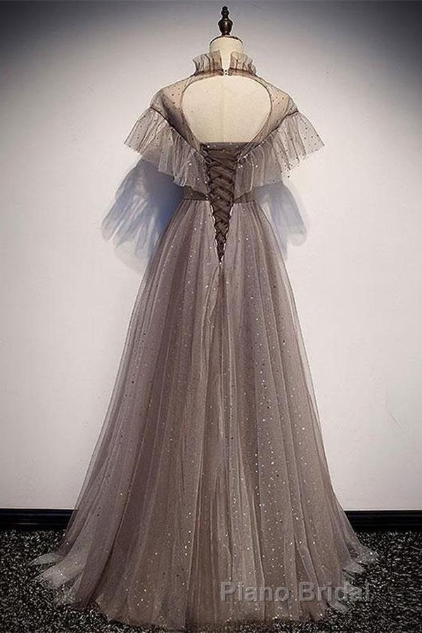 Charming Elegant Long A-line Floor Length Simple Party Formal Prom Dresses