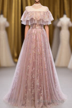 Elegant High Neck Vintage Long Lace Up Formal Prom Dresses Flowy Party Gowns