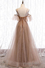 Formal Long A-line Tulle Formal Prom Dresses Lace Up Simple Evening Dresses