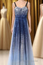 Chic Gorgeous Long A-line Ombre Sequin Floor Party Formal Prom Dresses