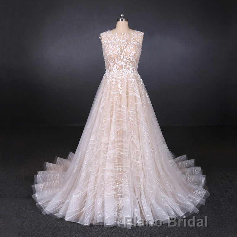 Gorgeous Long Backless Wedding Dresses Ivory Lace Wedding Gowns