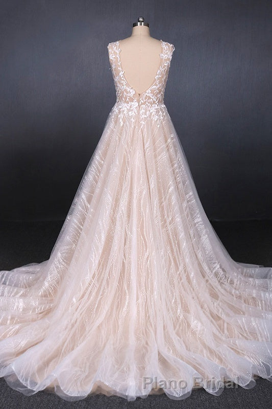 Gorgeous Long Backless Wedding Dresses Ivory Lace Wedding Gowns Secondary image