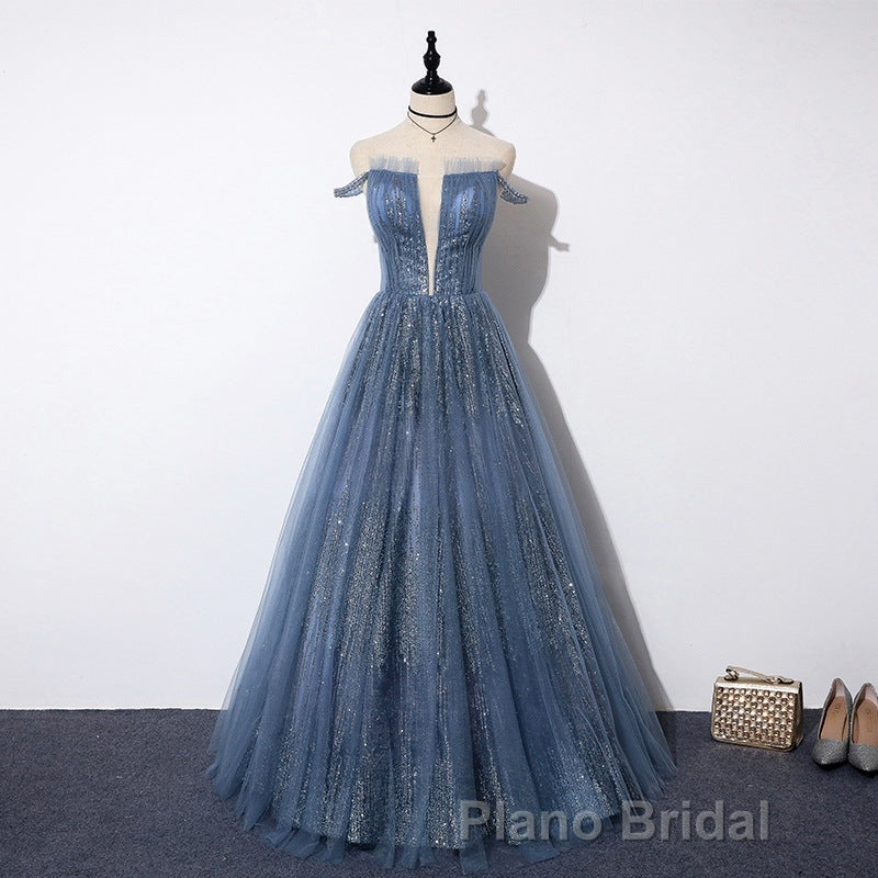 Lovely Tight A-line Lace Up Blue Formal Prom Dresses For Girls Party Dresses