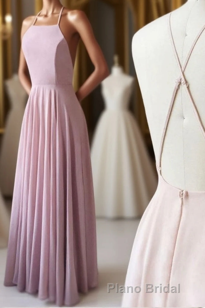 Cute Spaghetti Straps Sleeves Simple Long Formal Prom Dresses For Girls