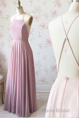 Cute Spaghetti Straps Sleeves Simple Long Formal Prom Dresses For Girls