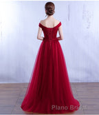 Beautiful Lavender Tulle Off Shoulder Long Prom Dresses, Beautiful Party Gowns