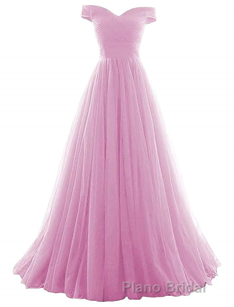 Beautiful Lavender Tulle Off Shoulder Long Prom Dresses, Beautiful Party Gowns Secondary image