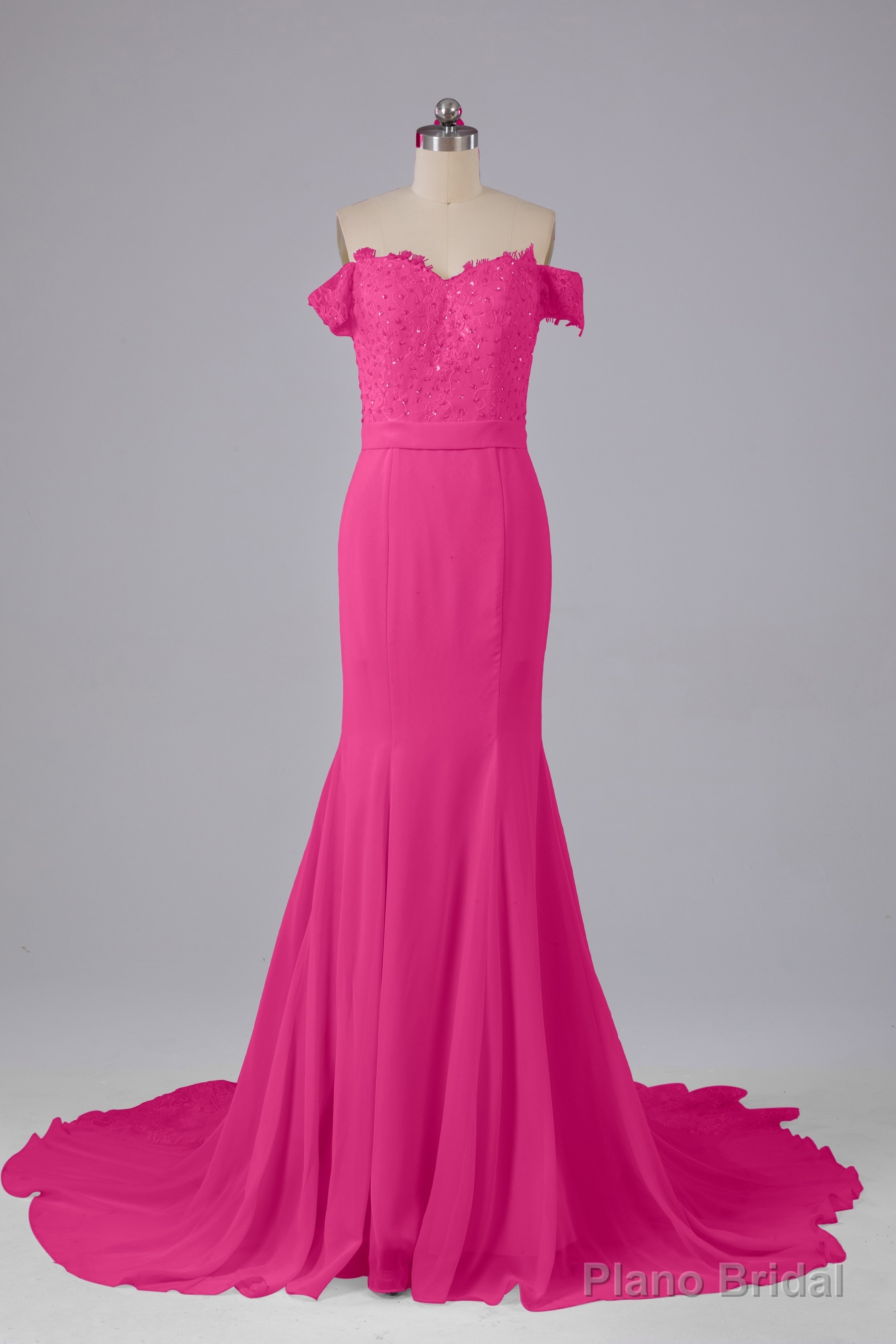 Off The Shoulder Hourglass Court Train Bridesmaid Dresses Main image