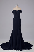 Off The Shoulder Hourglass Court Train Bridesmaid Dresses