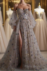 Beautiful Sequin Shiny Sweetheart Long A-line Aesthetic Formal Prom Dresses