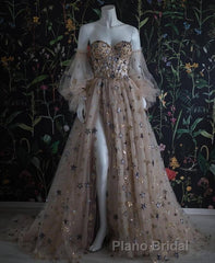 Beautiful Sequin Shiny Sweetheart Long A-line Aesthetic Formal Prom Dresses