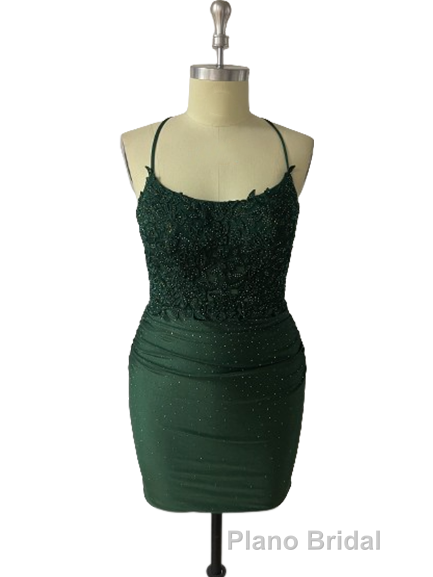 Spaghetti Straps Open Back Short Homecoming Dresses