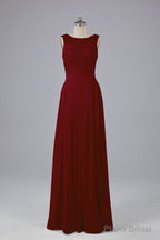 A-line Lace Top Floor Length Chiffon Bridesmaid Dresses