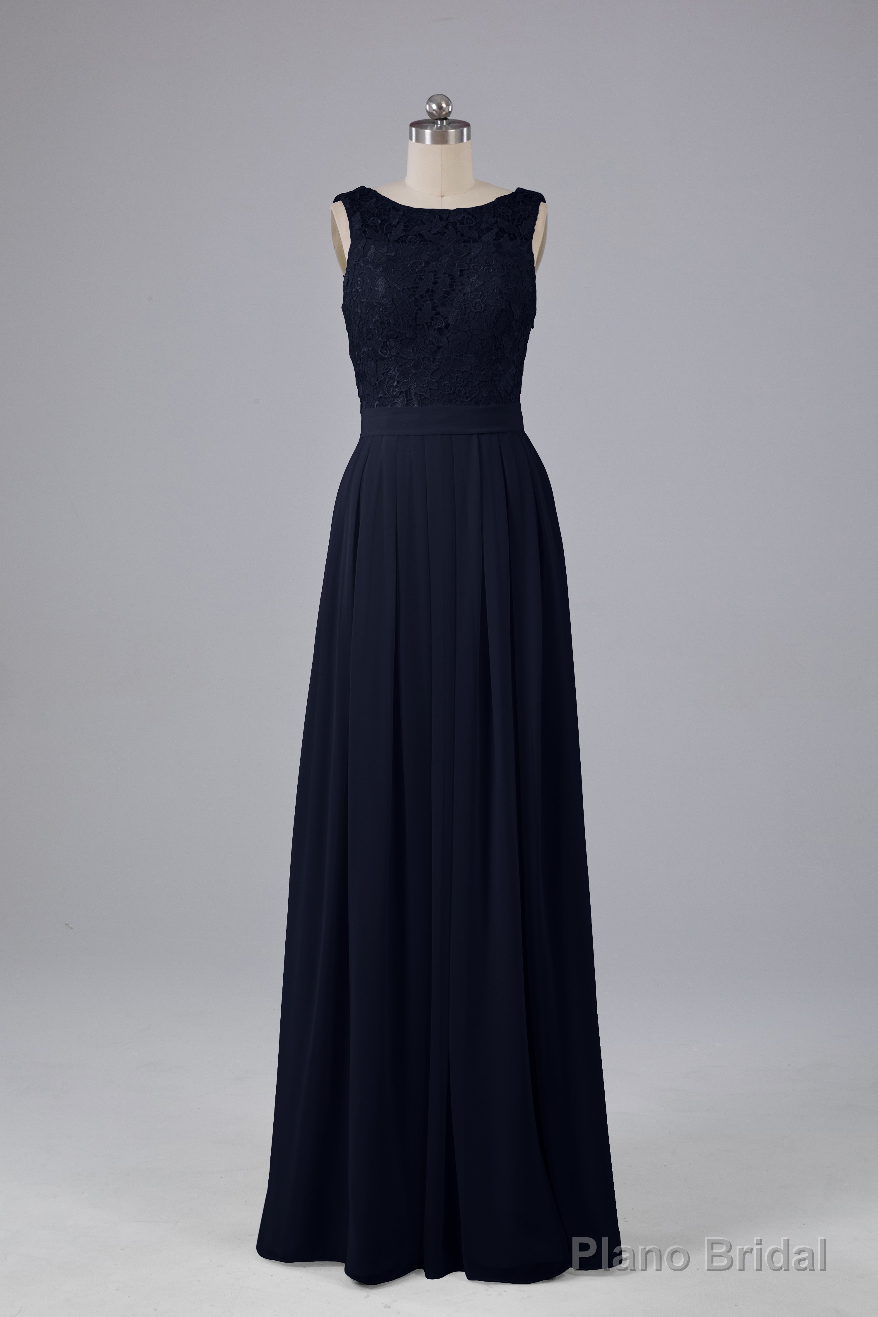 A-line Lace Top Floor Length Chiffon Bridesmaid Dresses