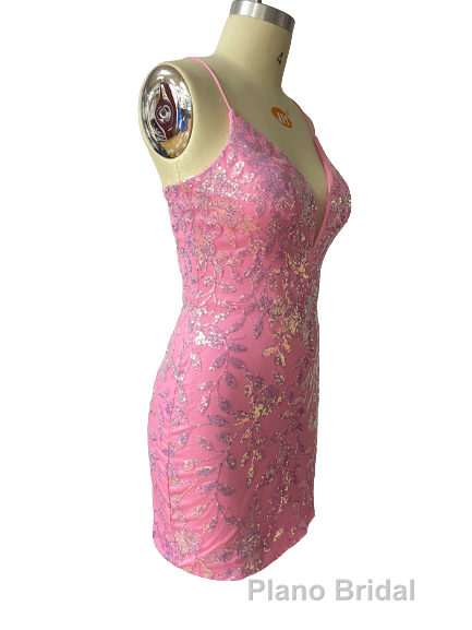 Cute Bodycon V Neck Blue Lace Homecoming Dresses